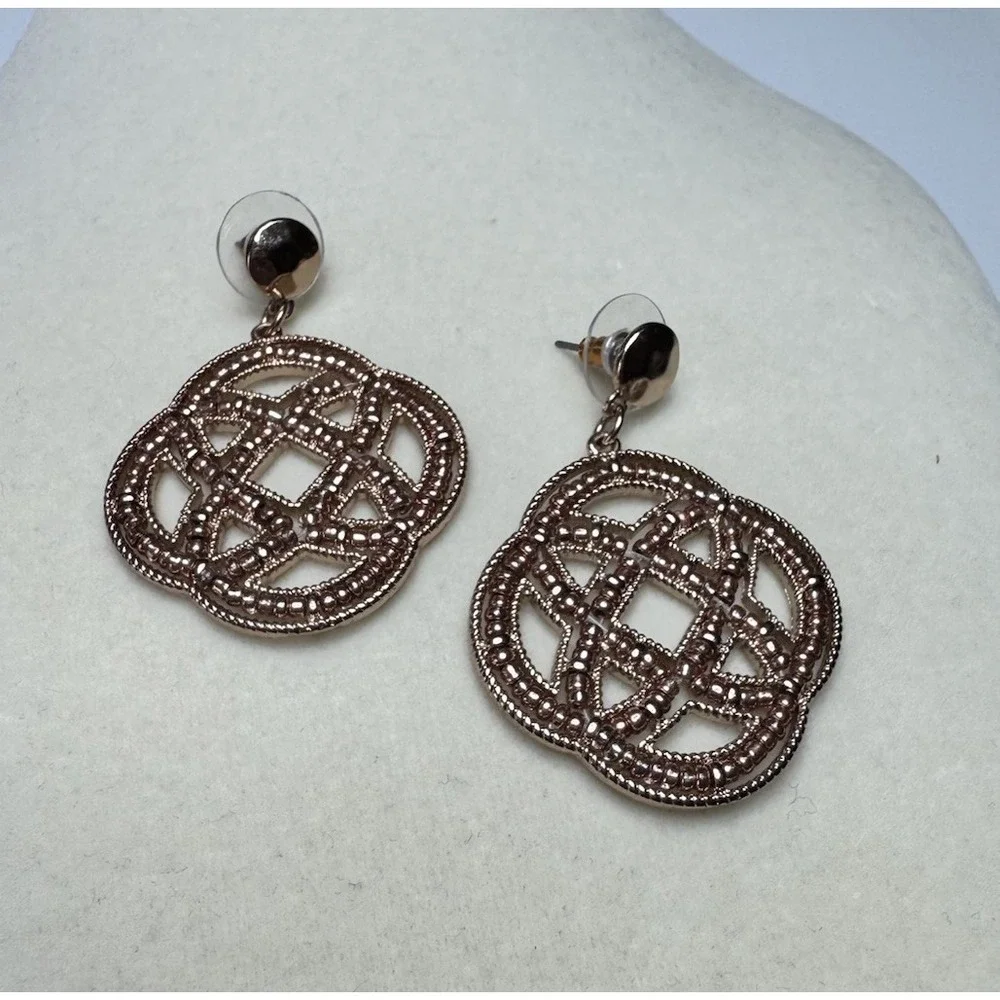 Women's Bohemian Gold Plated Earrings Beaded Rose Gold Beads New